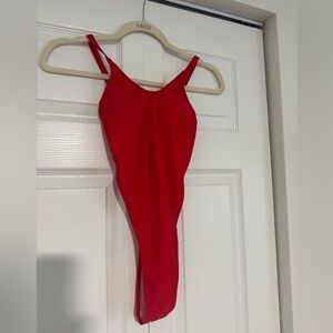 Red One Piece Thong Swimsuit
